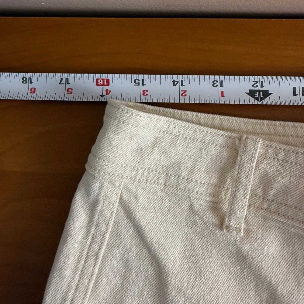 Vineyard Vines Women's Cream Wide‎ Leg Cropped Jeans Size 28 Frayed Hem